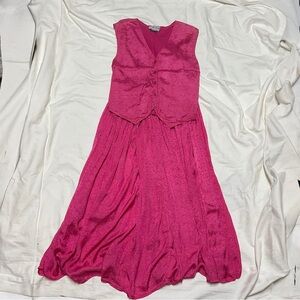 Pink Vest and Matching Midi Skirt